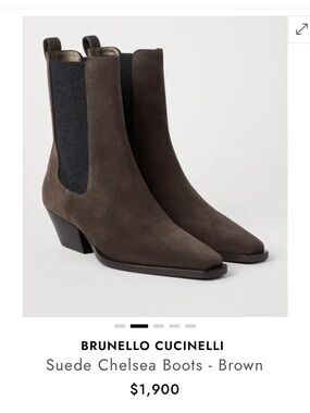 Brunello Cucinelli Dark Brown Suede Lace-Up Chelsea Boots